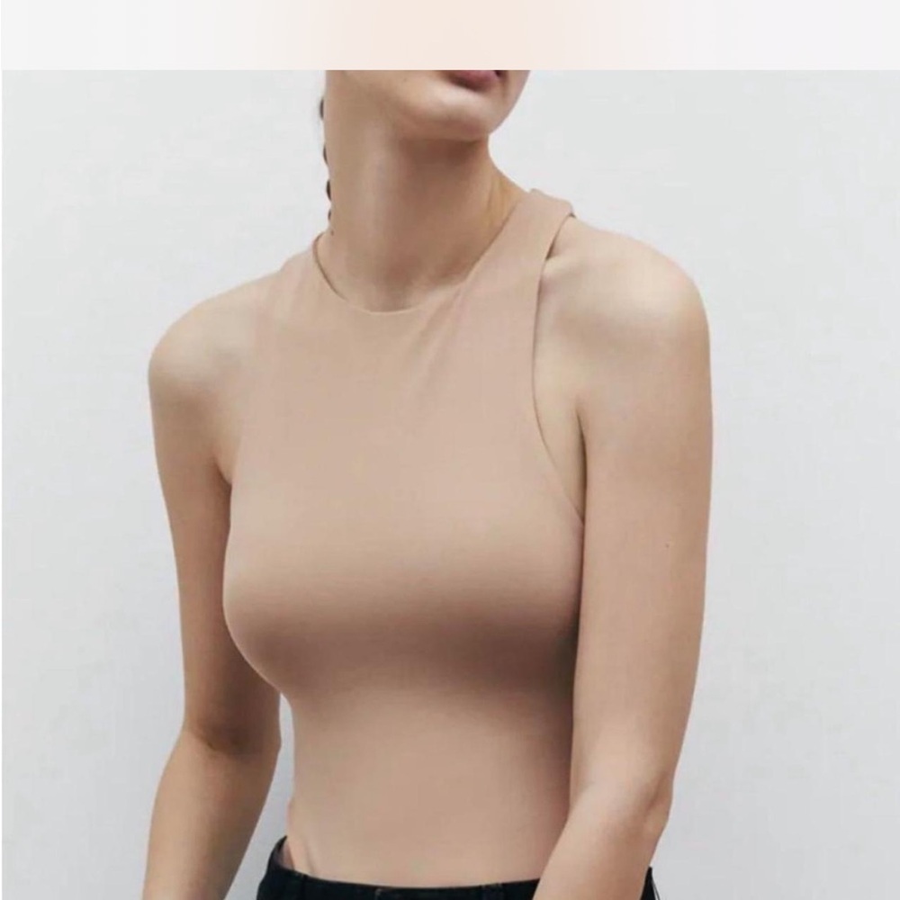 Zara Women's Tan Sleeveless Bodysuit Size Large - Picture 3 of 12